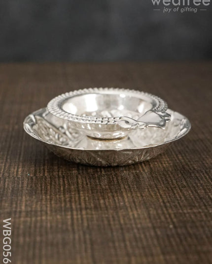 German Silver Diya On Bowl Base - Wbg0569 Diyas