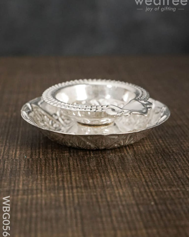 German Silver Diya On Bowl Base - Wbg0569 Diyas