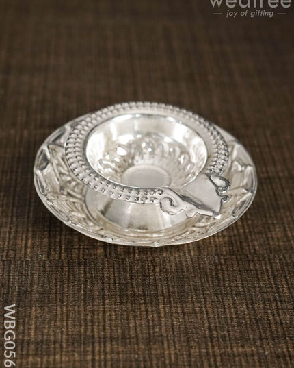 German Silver Diya On Bowl Base - Wbg0569 Diyas