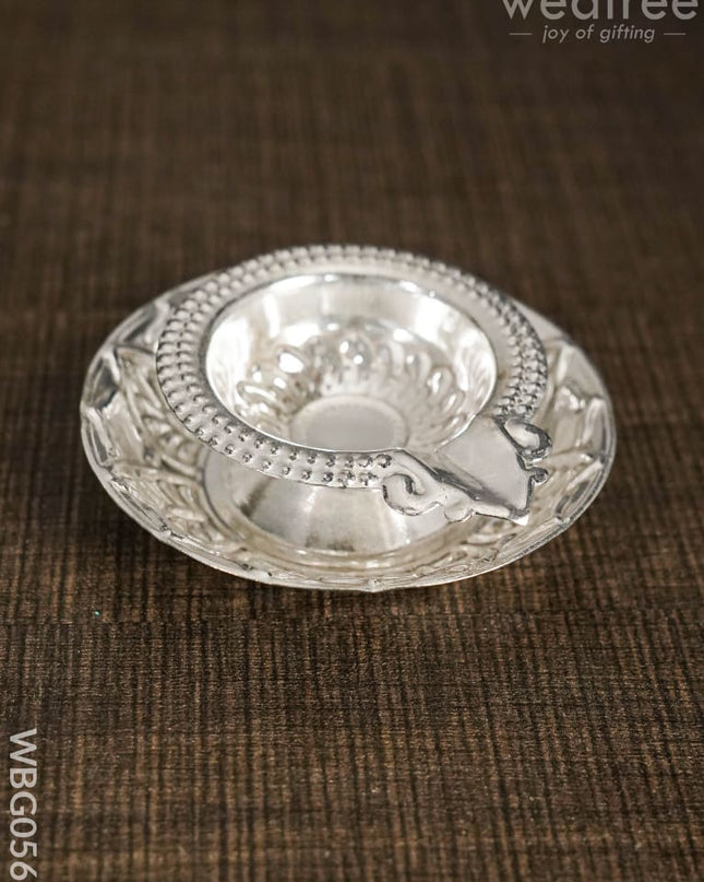 German Silver Diya On Bowl Base - Wbg0569 Diyas