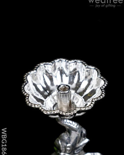 German Silver Diya with Elephant - WBG1864 - German Silver Diya RG