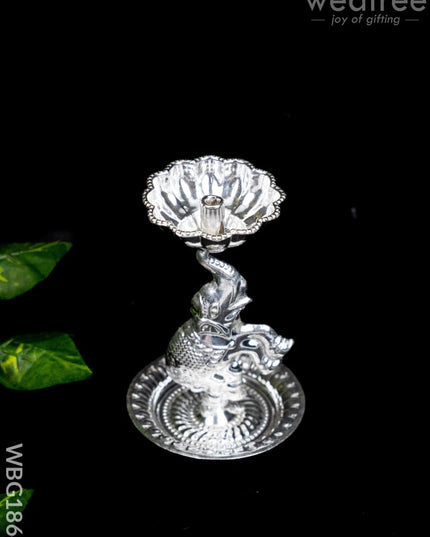 German Silver Diya with Elephant - WBG1864 - German Silver Diya RG