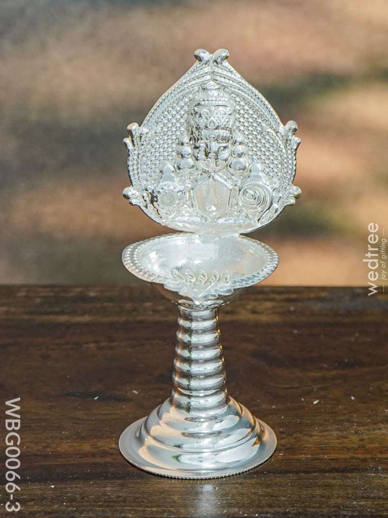German Silver Diya With Kuthuvilakku Stand - Wbg0066 Balaji Diyas