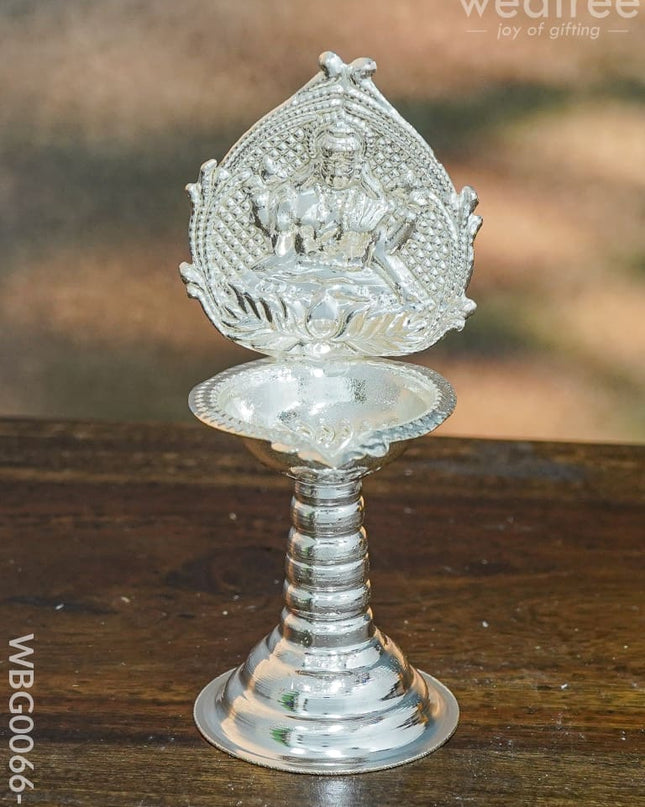 German Silver Diya With Kuthuvilakku Stand - Wbg0066 Lakshmi Diyas