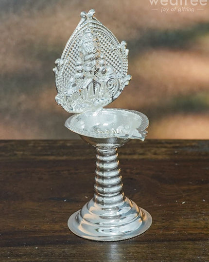 German Silver Diya With Kuthuvilakku Stand - Wbg0066 Diyas