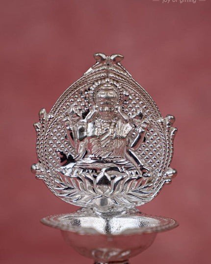 German Silver Diya with Kuthuvilakku Stand - WBG0066 - German Silver Diya RG