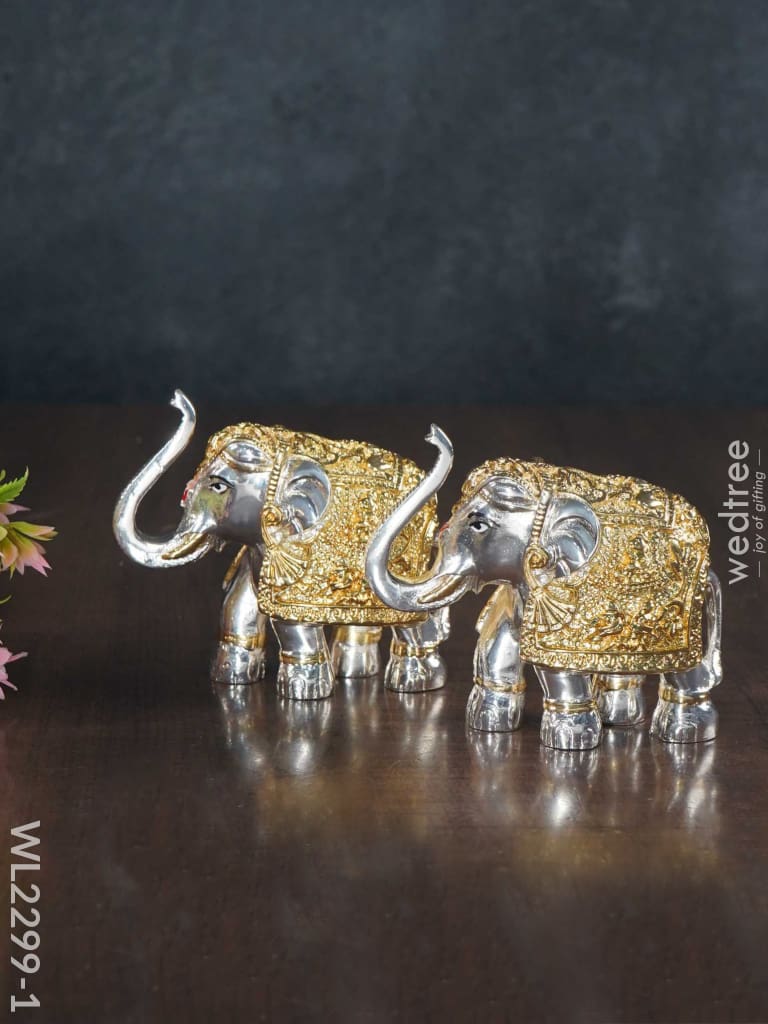 German Silver Elephant (Set Of 2)- Wl2299 Silver Figurines