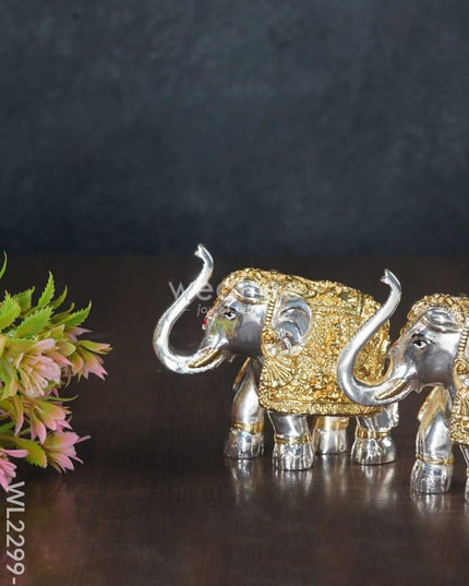 German Silver Elephant (Set Of 2)- Wl2299 Silver Figurines