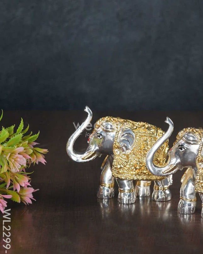 German Silver Elephant (Set Of 2)- Wl2299 Silver Figurines