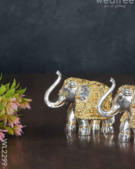 German Silver Elephant (Set Of 2)- Wl2299 Silver Figurines