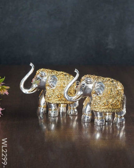 German Silver Elephant (Set Of 2)- Wl2299 Silver Figurines