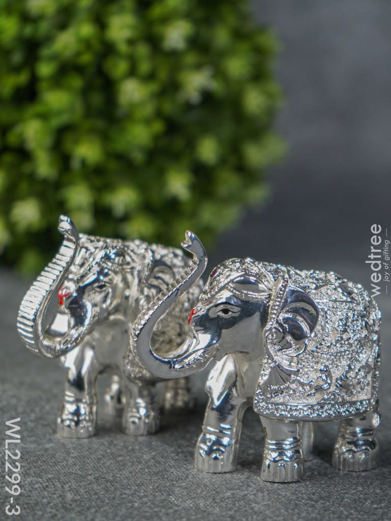 German Silver Elephant (3 Inch) (Set Of 2) - Silver Wl2299-3 Figurines