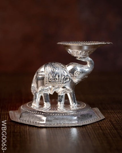 German Silver Elephant Devdas Diya - Wbg0063 2 Inches Diyas