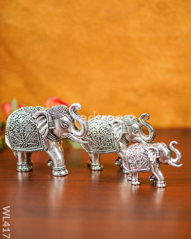 German Silver Elephant Figurine - Set Of 3-Wl4176 Figurines