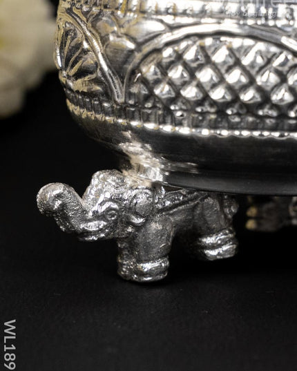 German Silver Elephant Leg Bowl - WL1895 - German Silver Pooja Utility