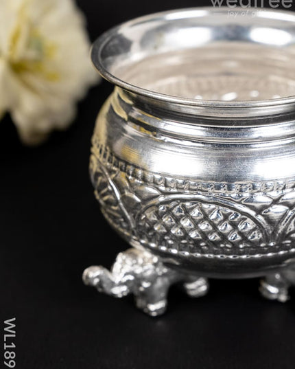 German Silver Elephant Leg Bowl - WL1895 - German Silver Pooja Utility