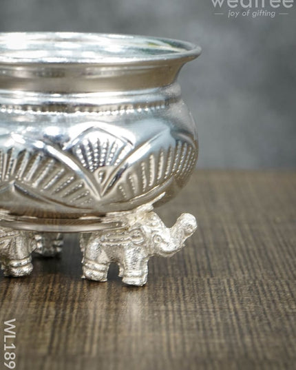 German Silver Elephant Leg Bowl - WL1895 - German Silver Pooja Utility