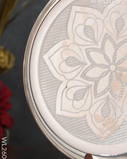 German Silver Engraved 10 Inch Plate - Wl2604 Pooja Utility