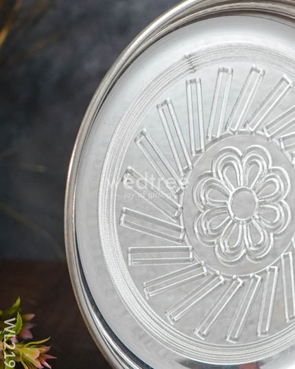 German Silver Engraved Plate - 8.5 Inch Wl2196 Pooja Utility