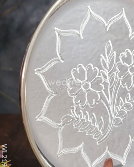 German Silver Engraved Plate - 8.5 Inch Wl2196 Pooja Utility