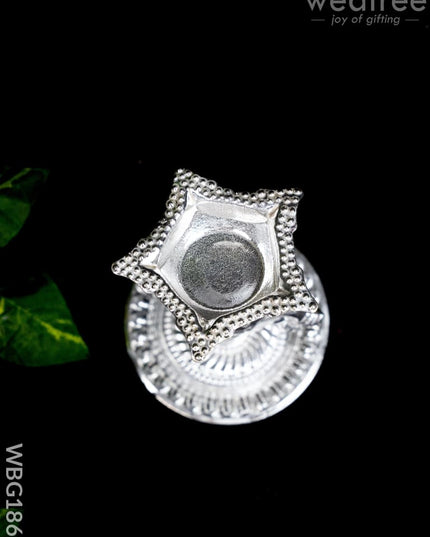 German Silver Five Face Diya with Elephant - WBG1865 - German Silver Diya RG