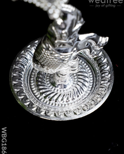 German Silver Five Face Diya with Elephant - WBG1865 - German Silver Diya RG