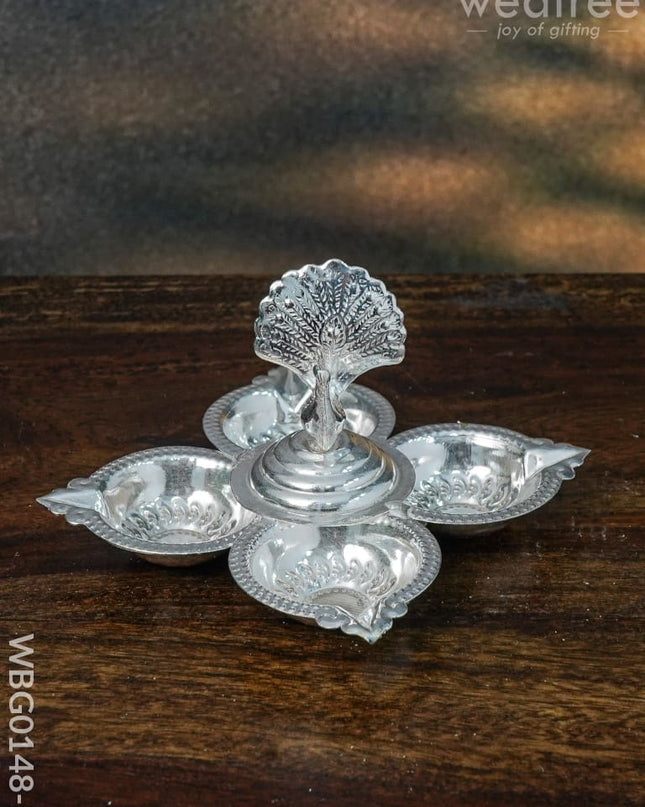 German Silver Four Face Diya - Wbg0148 1 Diyas