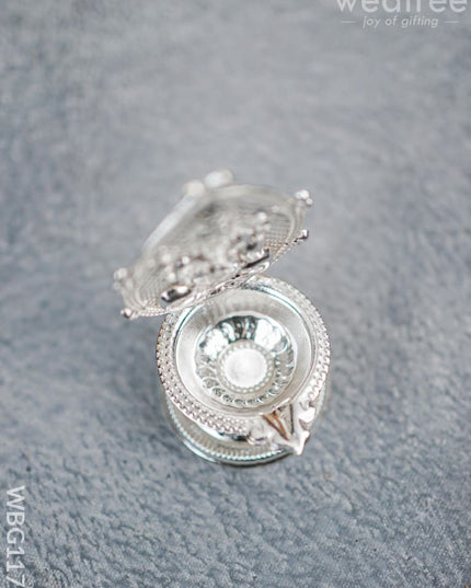 German Silver Ganesha Diya - Wbg1177 Silver Diya