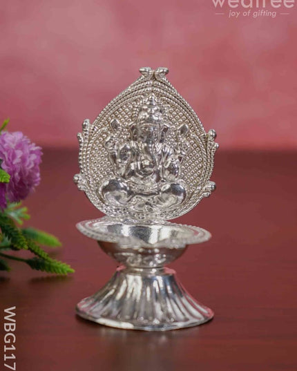 German Silver Ganesha Diya - Wbg1177 Diyas