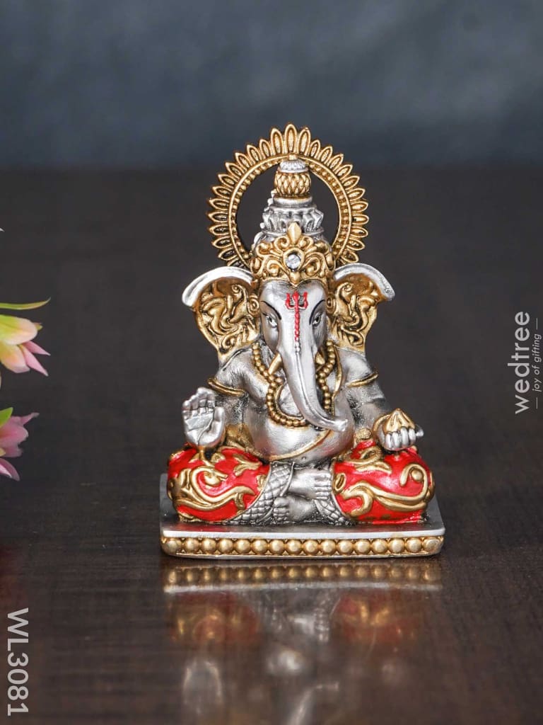German Silver Ganesha Idol In Antique Finish - Wl3081 Figurines