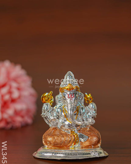 German Silver Ganesha Idol With Meenakari Finish - Wl3456 Figurines