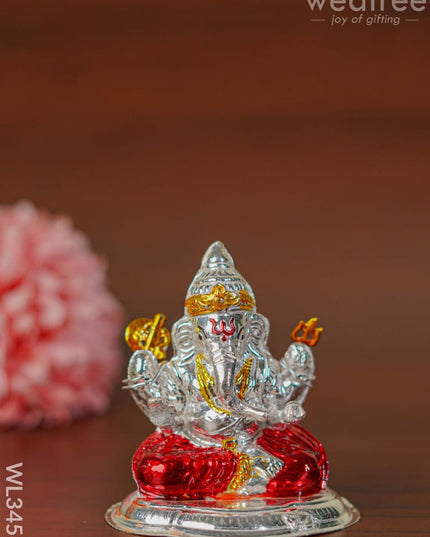German Silver Ganesha Idol With Meenakari Finish - Wl3456 Figurines