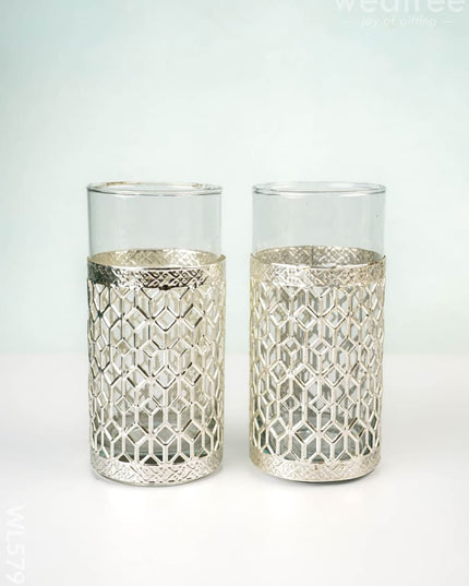 German Silver Glass Bottle with Set of 2 Glass - WL5795 - Bottles & mugs