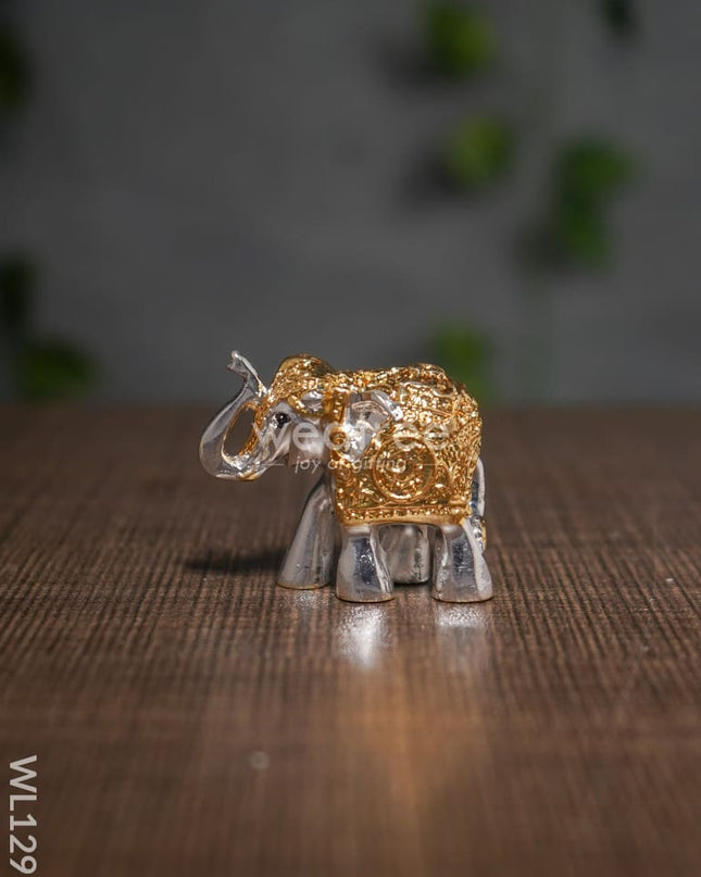 German Silver Gold Finish Baby Elephant (Set Of 2) - Wl1291 Figurines