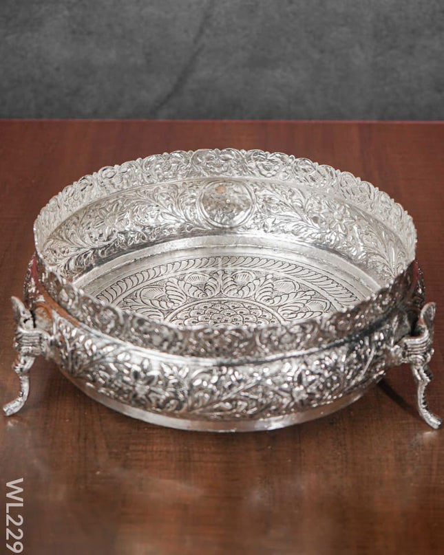 German Silver Hand Engraved Design With Antique Finish ( 10 Inch ) - Wl2295 Urli