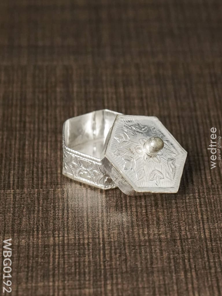 German Silver Hexagonal Shaped Kumkum Holder Mini - Wbg0192 Holders