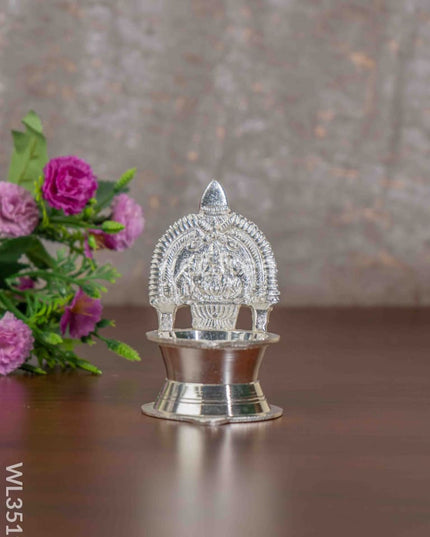 German Silver Kamatchi Diya - 4.2 Inch Wl3519 Diyas