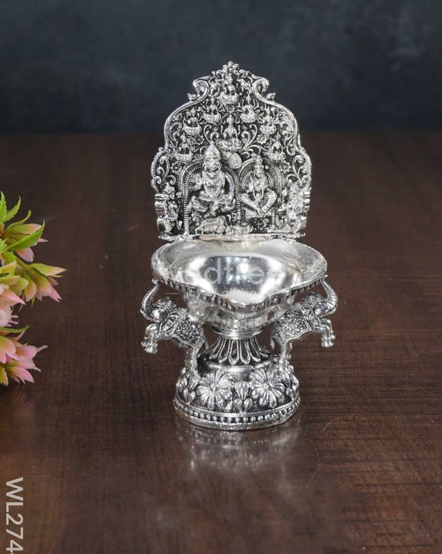 German Silver Kubera Lakshmi Diya - Wl2744 Diyas