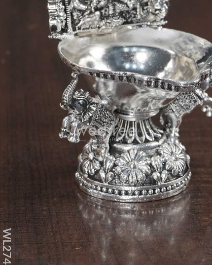 German Silver Kubera Lakshmi Diya - Wl2744 Diyas