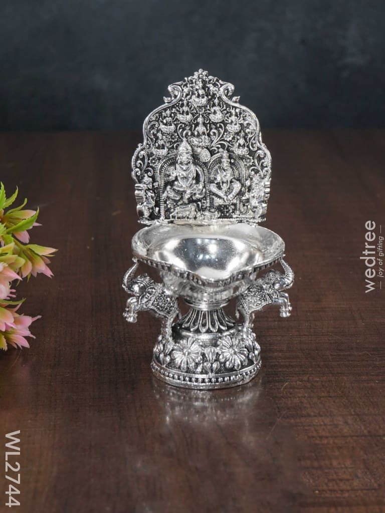 German Silver Kubera Lakshmi Diya - Wl2744 Diyas