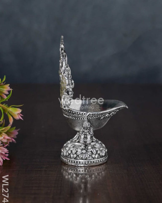 German Silver Kubera Lakshmi Diya - Wl2744 Diyas