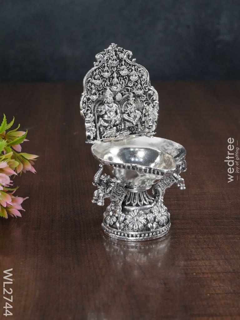 German Silver Kubera Lakshmi Diya - Wl2744 Diyas