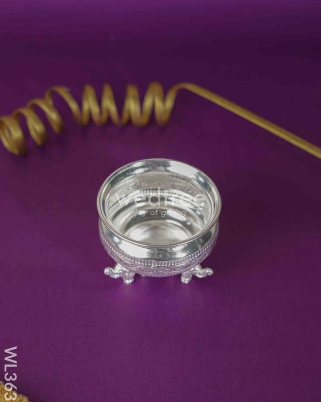 German Silver Kumkum Bowl - Wl3635 Pooja Utility