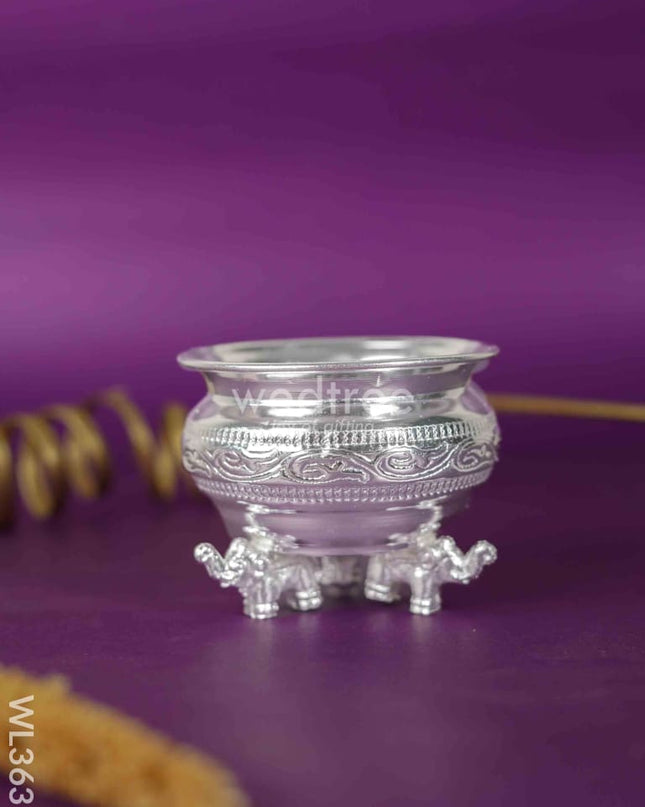 German Silver Kumkum Bowl - Wl3635 Pooja Utility