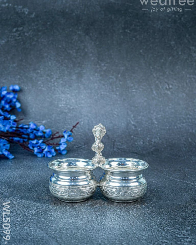 German Silver Kumkum-Manjal Holder - WL5099-1 - German Silver Pooja Utility