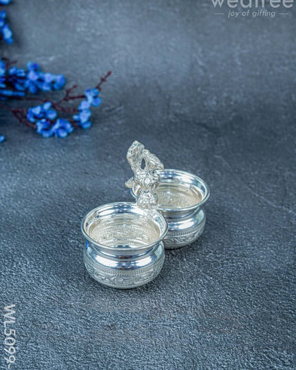German Silver Kumkum-Manjal Holder - WL5099-1 - German Silver Pooja Utility