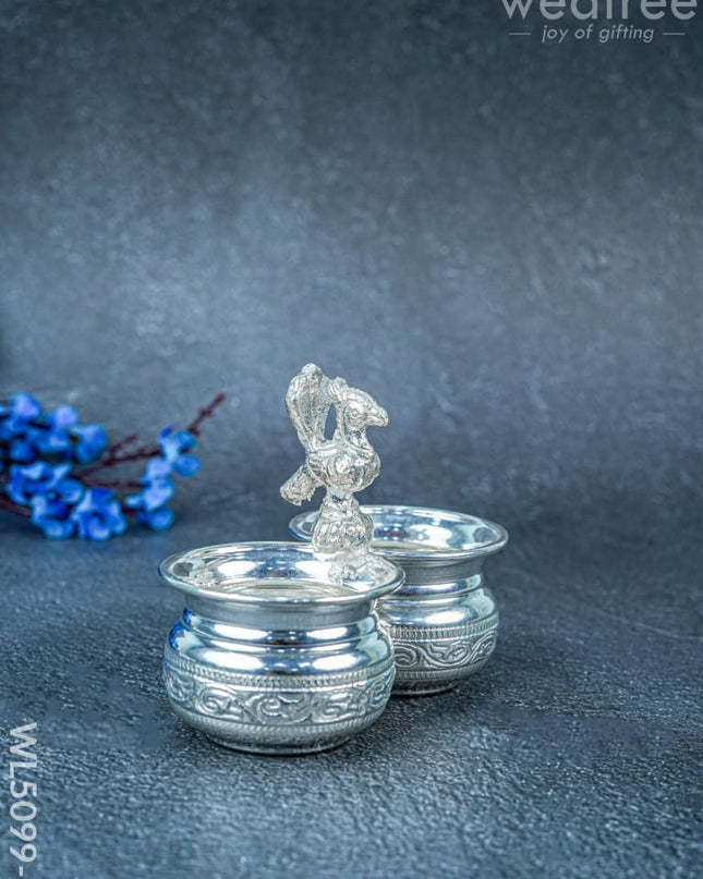 German Silver Kumkum-Manjal Holder - WL5099-1 - German Silver Pooja Utility