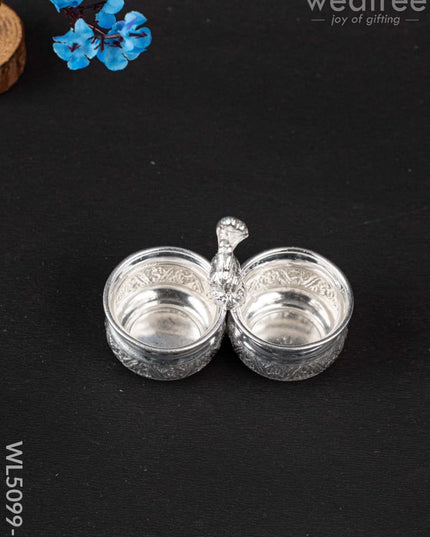 German Silver Kumkum-Manjal Holder - WL5099 German Silver Pooja Utility