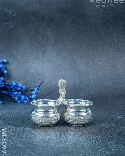 German Silver Kumkum-Manjal Holder - WL5099-1 - German Silver Pooja Utility