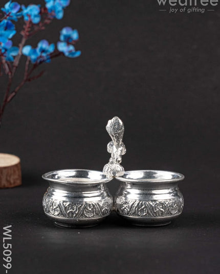 German Silver Kumkum-Manjal Holder - WL5099 German Silver Pooja Utility